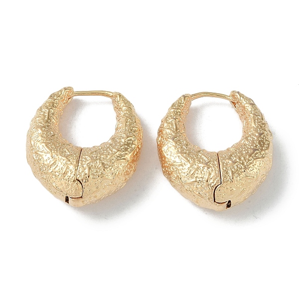 

PandaHall Texture Rings Brass Hoop Earrings for Women, Real 18K Gold Plated, 29x10.5mm Brass Ring