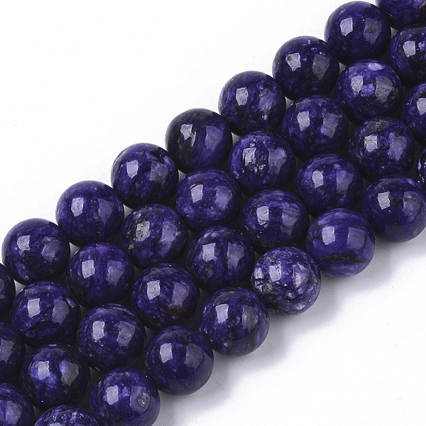 

PandaHall Natural Charoite Beads Strands, Dyed, Round, 10mm, Hole: 1mm, about 41pcs/strand, 15.55 inch(39.5cm) Charoite Round