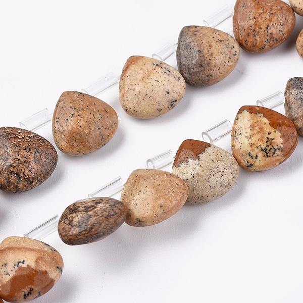 

PandaHall Natural Picture Jasper Beads Strands, Top Drilled Beads, Faceted, Teardrop, 10~10.5x10~10.5x5mm, Hole: 0.6mm, about 39pcs/strand...