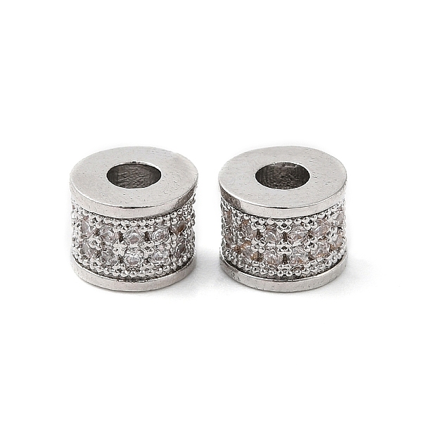 

PandaHall Brass Micro Pave Clear Cubic Zirconia Beads, Column, Real Platinum Plated, 7x5.5mm, Hole: 3mm Brass+Cubic Zirconia Column Clear