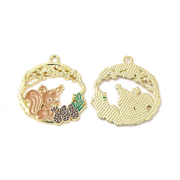 

PandaHall Alloy Enamel Pendants, Cadmium Free & Nickel Free & Lead Free, Golden, Flat Round with Squirrel Pattern, Peru, 28.5x26x1.5mm, Hole..., Brown