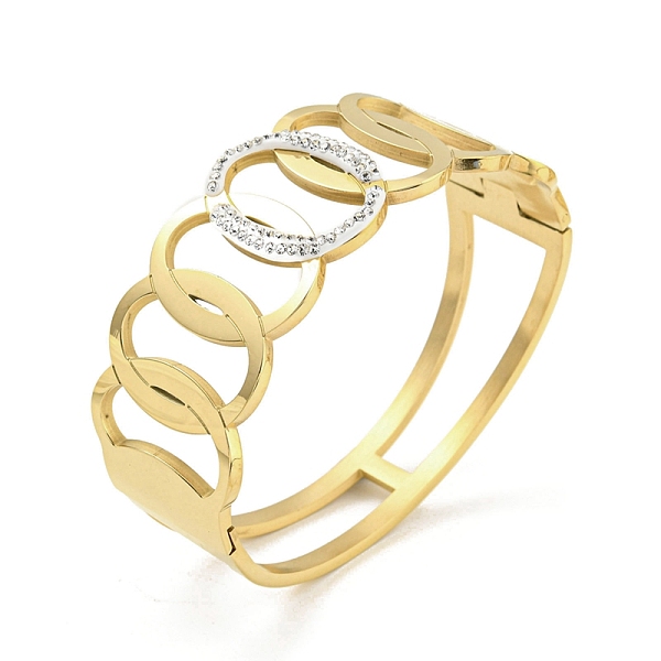 

PandaHall 304 Stainless Steel Pave Crystal Rhinestone Hollow Out Hinged Bangles for Women, Golden, 1/2~1 inch(1.3~2.5cm), Inner Diameter..., Clear