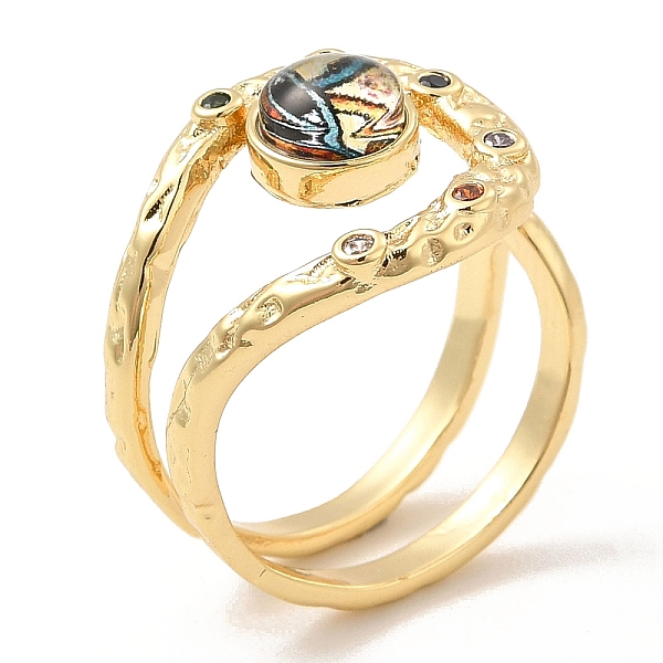 

PandaHall Resin Evil Eye Open Cuff Ring with Cubic Zirconia, Real 18K Gold Plated Brass Wire Wrap Jewelry for Women, Light Blue, Inner...