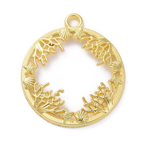 

PandaHall Zinc Alloy Open Back Bezel Pendants, For DIY UV Resin, Epoxy Resin, Pressed Flower Jewelry, Ring with Ocean Plants, Golden...