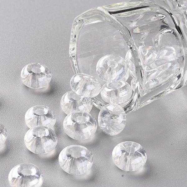 

PandaHall Transparent Colours Luster Glass Round Beads, Round Hole, Clear, 3~5x9~10mm, Hole: 2.5mm, about 660pcs/pound Glass Clear