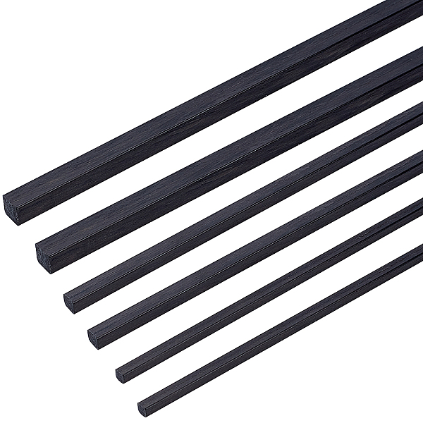 

PandaHall Olycraft 6Pcs 3 Style Carbon Fiber Solid Dowel Rods, Glossy Surface Sand Table Making Accessory, for RC Airplane Lights Rack..., Black