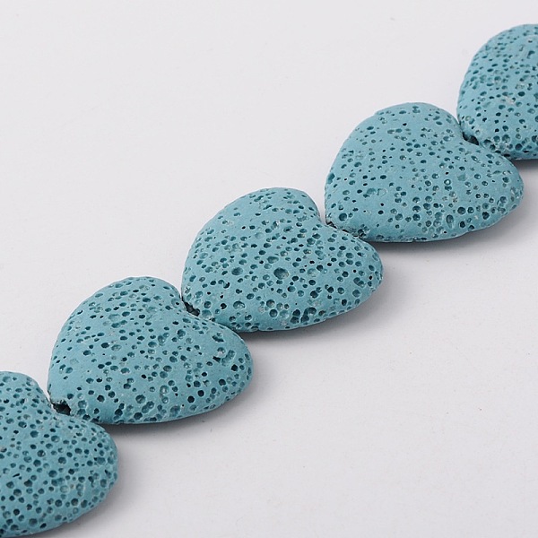 

PandaHall Synthetic Lava Rock Bead Strands, Heart, Dyed, Light Blue, 27~30x28~30x8~10mm, Hole: 1mm, about 15pcs/strand, 15.3 inch Lava Rock...