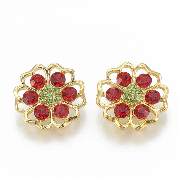 

PandaHall Alloy Rhinestone Shank Buttons, 1-Hole, Flower, Siam, 22x21.5x7mm, Hole: 2mm Alloy Flower Red