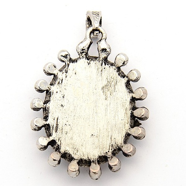 

PandaHall Opalite Pendants, with Antique Silver Alloy Pendant Settings, Oval, 47x35x10mm, Hole: 5x8mm Opalite Oval White
