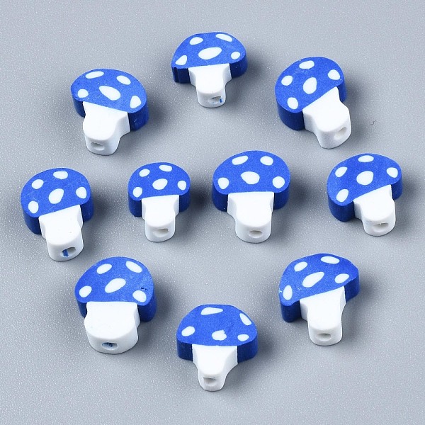 

PandaHall Handmade Polymer Clay Beads, Mushroom, Blue, 9~13x8.5~12x4~5mm, Hole: 1.8mm Polymer Clay Mushroom Blue