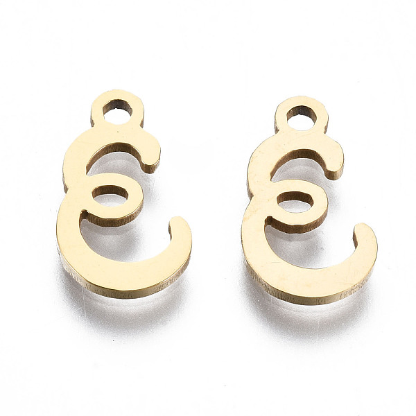 

PandaHall 201 Stainless Steel Charms, Laser Cut, Alphabet, Golden, Letter.E, 12x7x1mm, Hole: 1.4mm Stainless Steel Letter E