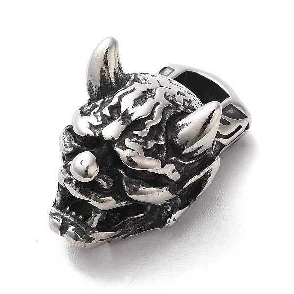 

PandaHall 304 Stainless Steel Tube Bails, Loop Bails, Skull, Antique Silver, 32.5x21x16mm, Hole: 6x3.5mm, Inner Diameter: 7.5x7.5mm 304...