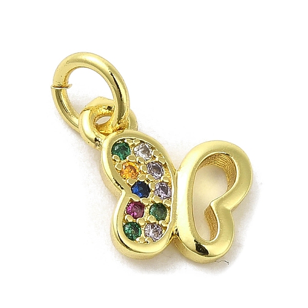 

PandaHall Real 18K Gold Plated Brass Pave Cubic Zirconia Pendants, with Jump Rings, Butterfly, Colorful, 9.5x10.5x1.5mm, Hole: 3mm...