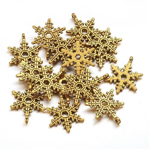 

PandaHall Christmas Snowflake Tibetan Style Alloy Pendants, Lead Free and Cadmium Free, Antique Golden, 23x17.5mm, Hole: 1.5mm Alloy...