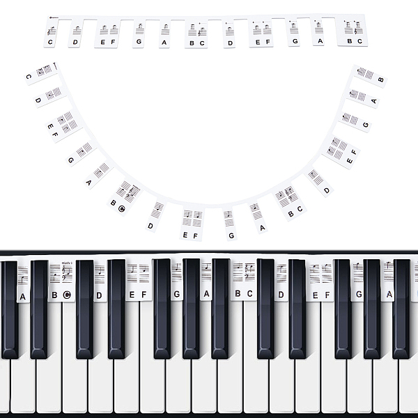 

PandaHall 2 Pcs/Set Piano Notes Guide, 61-Key Full Size Piano Keyboard Rake Notes Removable Piano Keyboard Note Labels for Beginner..., Black