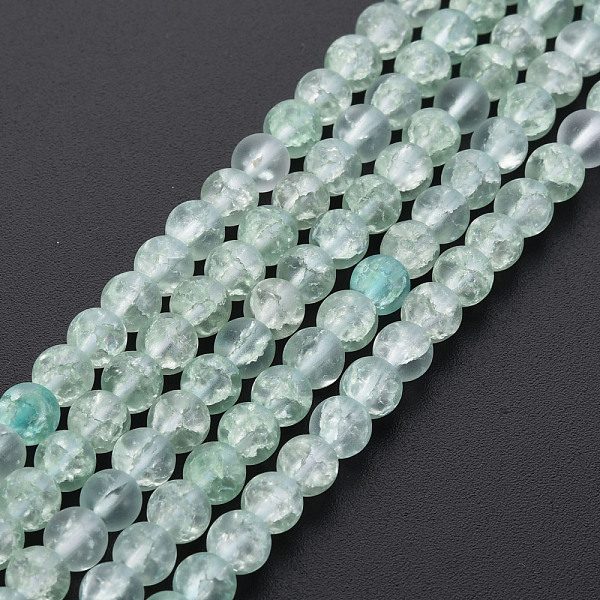 

PandaHall Crackle Glass Beads Strands, Dyed & Heated, Frosted, Round, Light Green, 4mm, Hole: 0.8mm, about 98~100pcs/strand, 15.35 inch...