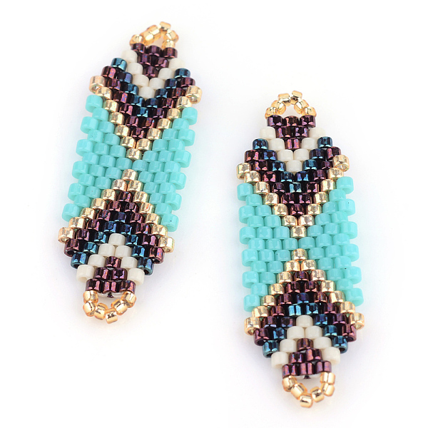 

PandaHall MIYUKI & TOHO Japanese Seed Beads, Handmade Links, Loom Pattern, Turquoise, 35.5~36.5x12x2mm, Hole: 1mm Glass Others Green
