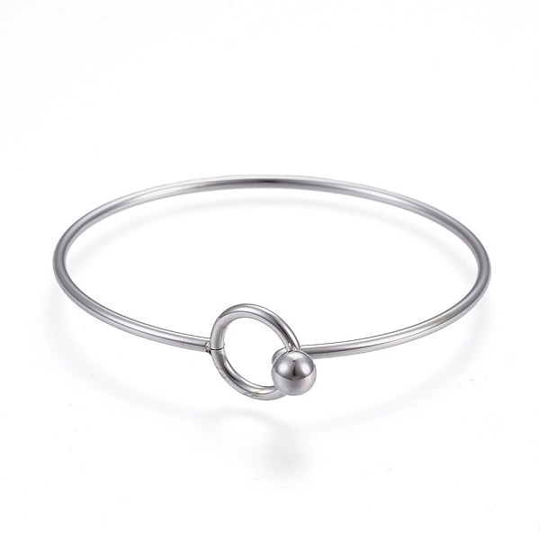 

PandaHall 304 Stainless Steel Bangles, Stainless Steel Color, 2-1/4 inch(5.7cm)~2-1/4 inch(5.8cm), 2mm 304 Stainless Steel