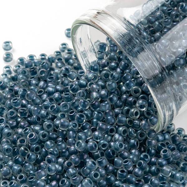 

PandaHall TOHO Round Seed Beads, Japanese Seed Beads, (188F) Frosted Slate Blue Lined Crystal Rainbow , 11/0, 2.2mm, Hole: 0.8mm, about...