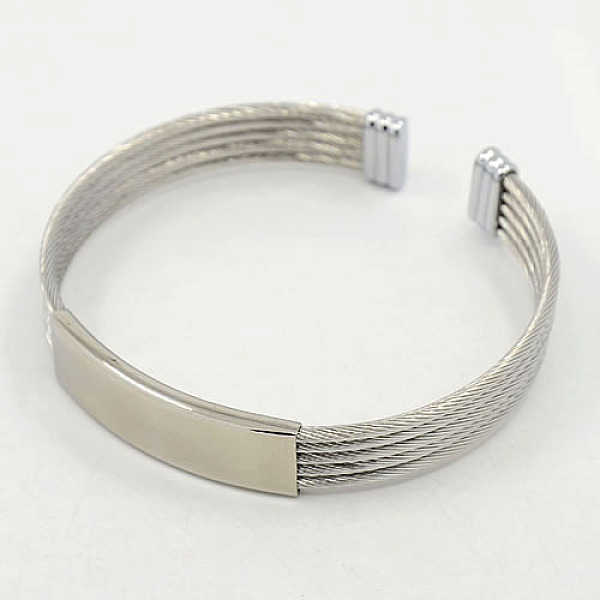 

PandaHall Trendy Men's Torque Bangles, 304 Stainless Steel Rope ID Bangles, with Metal Findings, Stainless Steel Color, 58mm 304 Stainless...