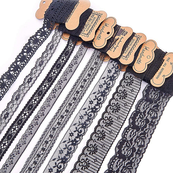 

PandaHall BENECREAT 15 Rolls 37.5 Yards Black Floral Pattern Fabric Lace Ribbon by the Roll for Wedding Invitation, Cards, Decorating...