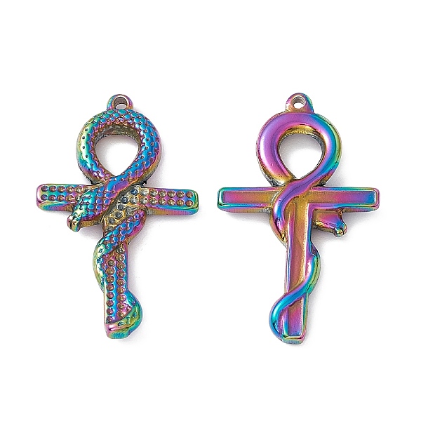 

PandaHall Ion Plating(IP) 304 Stainless Steel Pendants, Cross with Snake Charms, Rainbow Color, 34x21x4mm, Hole: 1.6mm 304 Stainless Steel...