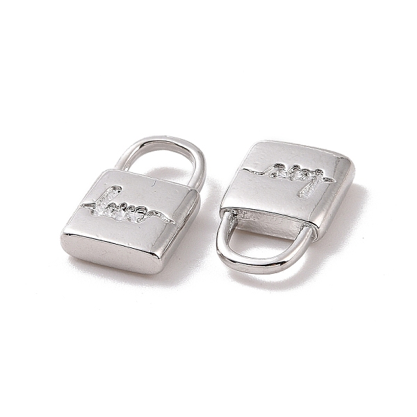 

PandaHall Rack Plating Brass Charms, Long-Lasting Plated, Cadmium Free & Lead Free, Lock, Platinum, 12x7x2.5mm, Hole: 3.5x4mm Brass Lock