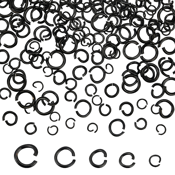 

PandaHall UNICRAFTALE about 160pcs 5 Sizes 5/6/7/8/9mm Open Jump Rings Stainless Steel Jump Ring Black Connector Rings for Jewelry Making...
