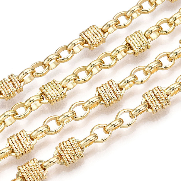 

PandaHall Brass Twist Knot Lock Link Chains, Unwelded, with Spool, Real 18K Gold Plated, 9.5x7x3.5mm, Links: 6.5x2x1mm, about 39.37 Feet...