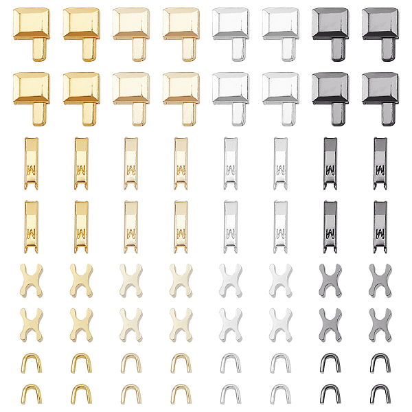 

PandaHall Clothing Accessories, Brass Zipper Repair Down Zipper Stopper and Plug, Mixed Color, 8.5x5x4.5mm, 4.5x5.5x3mm, 16sets Brass