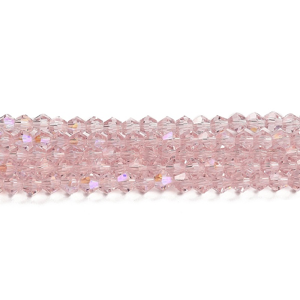 

PandaHall Transparent Electroplate Glass Beads Strands, AB Color Plated, Faceted, Bicone, Pink, 2mm, about 145~150pcs/strand, 41.5~42cm...