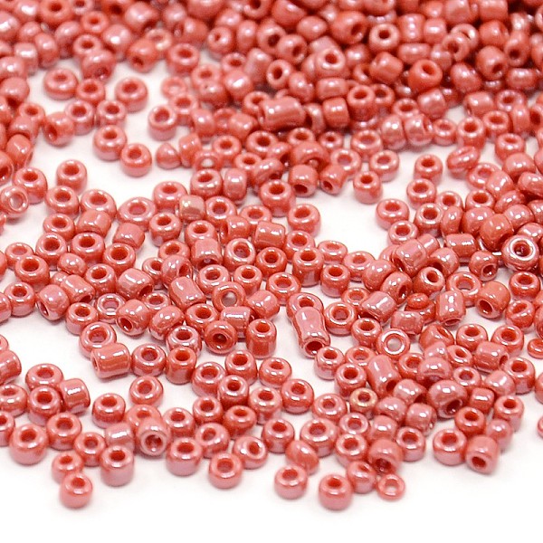 

PandaHall 12/0 Glass Seed Beads, Opaque Colours Lustered, Tomato, 2mm, about 30000pcs/pound Glass Red