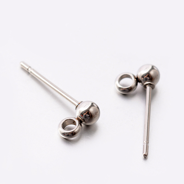 

PandaHall 304 Stainless Steel Post Stud Earring Findings, with Loop, Stainless Steel Color, 6x3mm, Hole: 1.8mm, Pin: 0.8mm 304 Stainless...