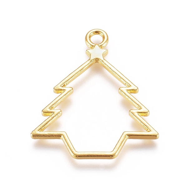 

PandaHall Zinc Alloy Open Back Bezel Pendants, For DIY UV Resin, Epoxy Resin, Pressed Flower Jewelry, Christmas Tree, for Christmas, Golden...
