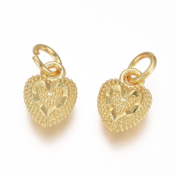 

PandaHall Electroplated Alloy Charms, Long-Lasting Plated, with Brass Jump Ring, Heart, Golden, 10x7x2.5mm, Hole: 3.5mm Alloy Heart