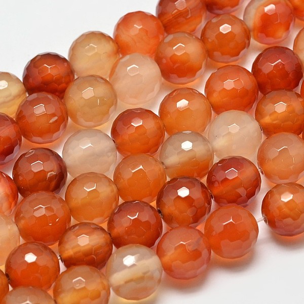 

PandaHall Round Faceted Natural Red Agate Bead Strands, Dyed & Heated, 12mm, Hole: 1.2mm, about 32pcs/strand, 15.3 inch Natural Agate Round