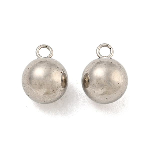

PandaHall 201 Stainless Steel Charms, Round Charm, Stainless Steel Color, 11x8x8mm, Hole: 1.8mm 201 Stainless Steel Round