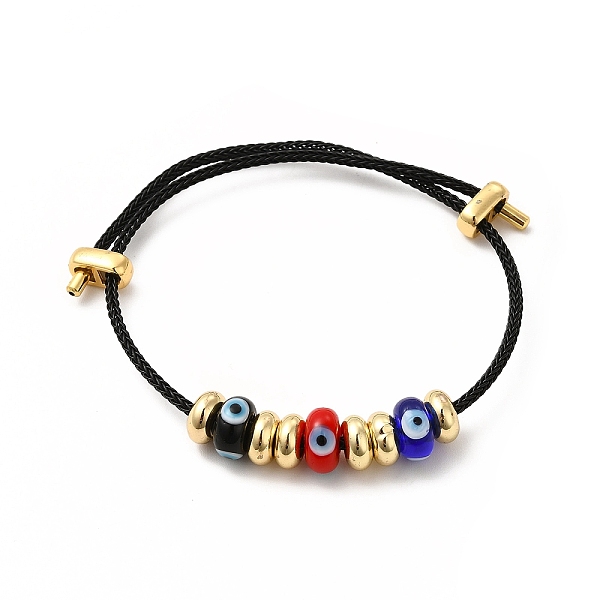 

PandaHall Lampwork Evil Eye & Brass Beaded Bangle, Stainless Steel Twist Rope Adjustable Bangle for Women, Black, Inner Diameter: 2~3-1/2...