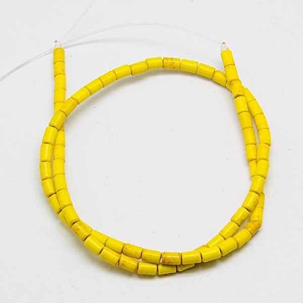 

PandaHall Synthetic Turquoise Beads Strands, Dyed, Column, Yellow, 6x4mm, Hole: 1mm, about 64pcs/strand, 15.5 inch Synthetic Turquoise...