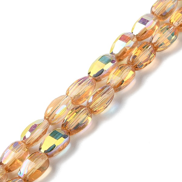 

PandaHall Transparent Electroplate Glass Beads Strands, AB Color Plated, Faceted, Teardrop, Saddle Brown, 9x6.2x5mm, Hole: 1.2mm, about...