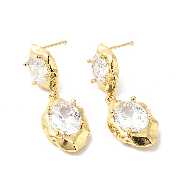 

PandaHall Clear Cubic Zirconia Double Leaf Dangle Stud Earrings, Brass Jewelry for Women, Cadmium Free & Nickel Free & Lead Free, Real 18K...