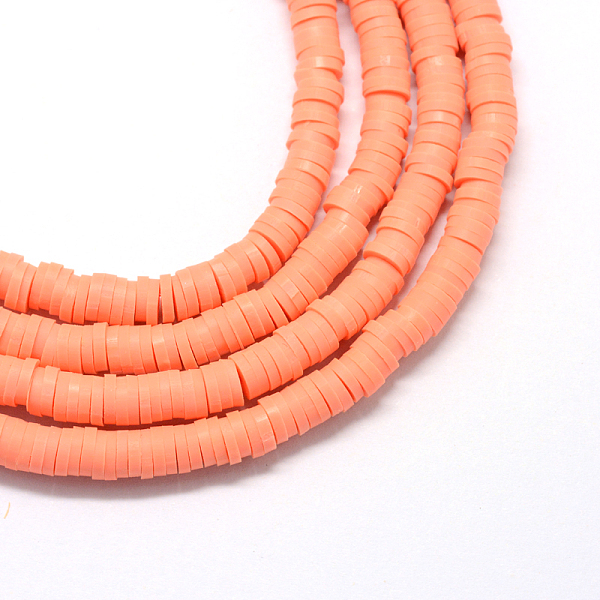 

PandaHall Flat Round Handmade Polymer Clay Bead Spacers, Tomato, 4x1mm, Hole: 1mm, about 380~400pcs/strand, 17.7 inch Polymer Clay Flat..., Red