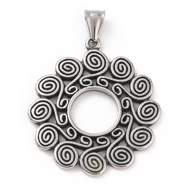 

PandaHall 304 Stainless Steel Pendants, with 201 Stainless Steel Snap on Bails, Flower Charms, Antique Silver, 45x40.5x2.5mm, Hole: 8x4mm...