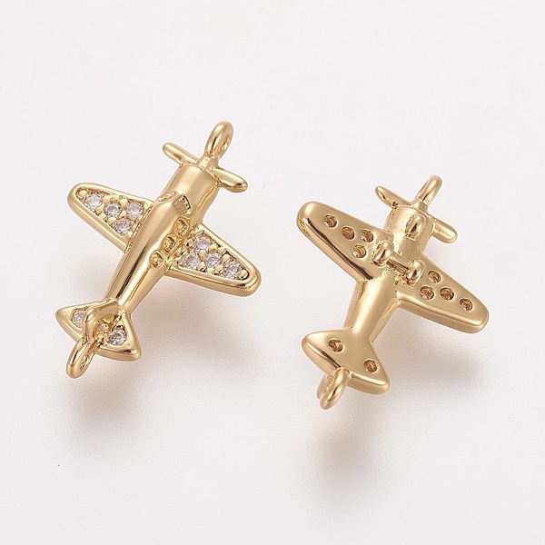 

PandaHall Brass Cubic Zirconia Links, Long-Lasting Plated, Propeller Airplane, Clear, Real 18K Gold Plated, 16.5x11.5x5mm, Hole: 0.8mm...