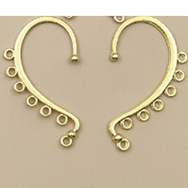 

PandaHall Alloy Ear Cuff Findings, Climber Wrap Around Earring Findings, with Horizontal Loops, Long-Lasting Plated, Golden, 58x34mm Alloy