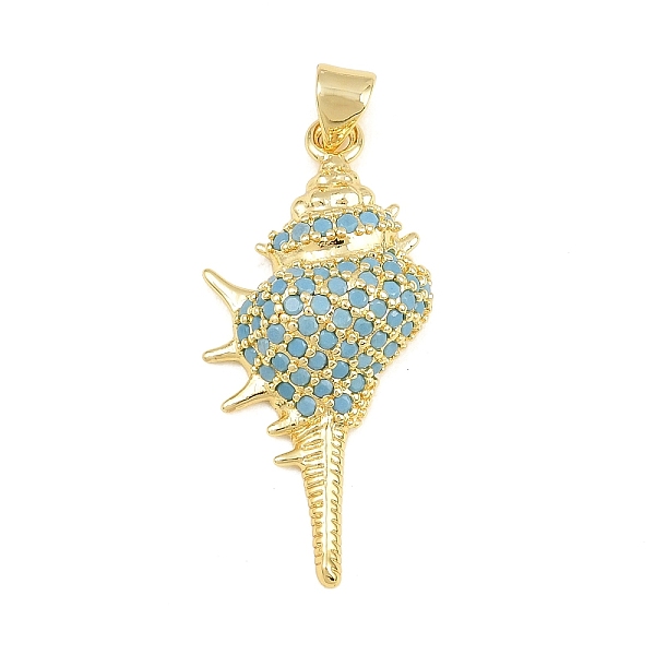 Colgantes de circonita cúbica azul cielo con micro pavé de latón