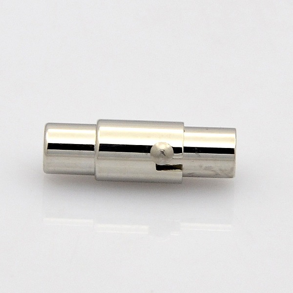 

PandaHall Column 304 Stainless Steel Locking Tube Magnetic Clasps, Stainless Steel Color, 18x8mm, Hole: 6mm 304 Stainless Steel Column