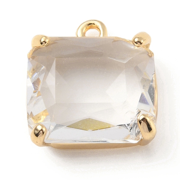 

PandaHall Brass with K9 Glass Pendants, Light Gold, Rectangle Charms, Crystal, 15.5x14x6.5mm, Hole: 1.4mm K9 Glass Rectangle Clear