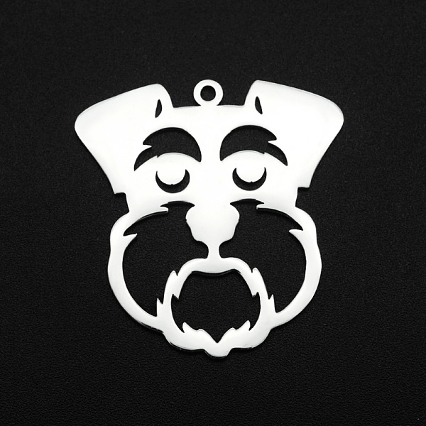 

PandaHall 201 Stainless Steel Pendants, Laser Cut, Dog Head, Stainless Steel Color, 32x30x1mm, Hole: 1.6mm 201 Stainless Steel Dog