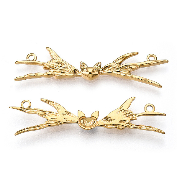 

PandaHall Ion Plating(IP) 304 Stainless Steel Connector Charms, Halloween Bat Links, Real 18K Gold Plated, 11.5x49x3mm, Hole: 1.6mm 304...